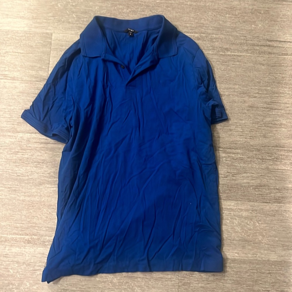 DKNY Blue collared half button up short sleeve shirt